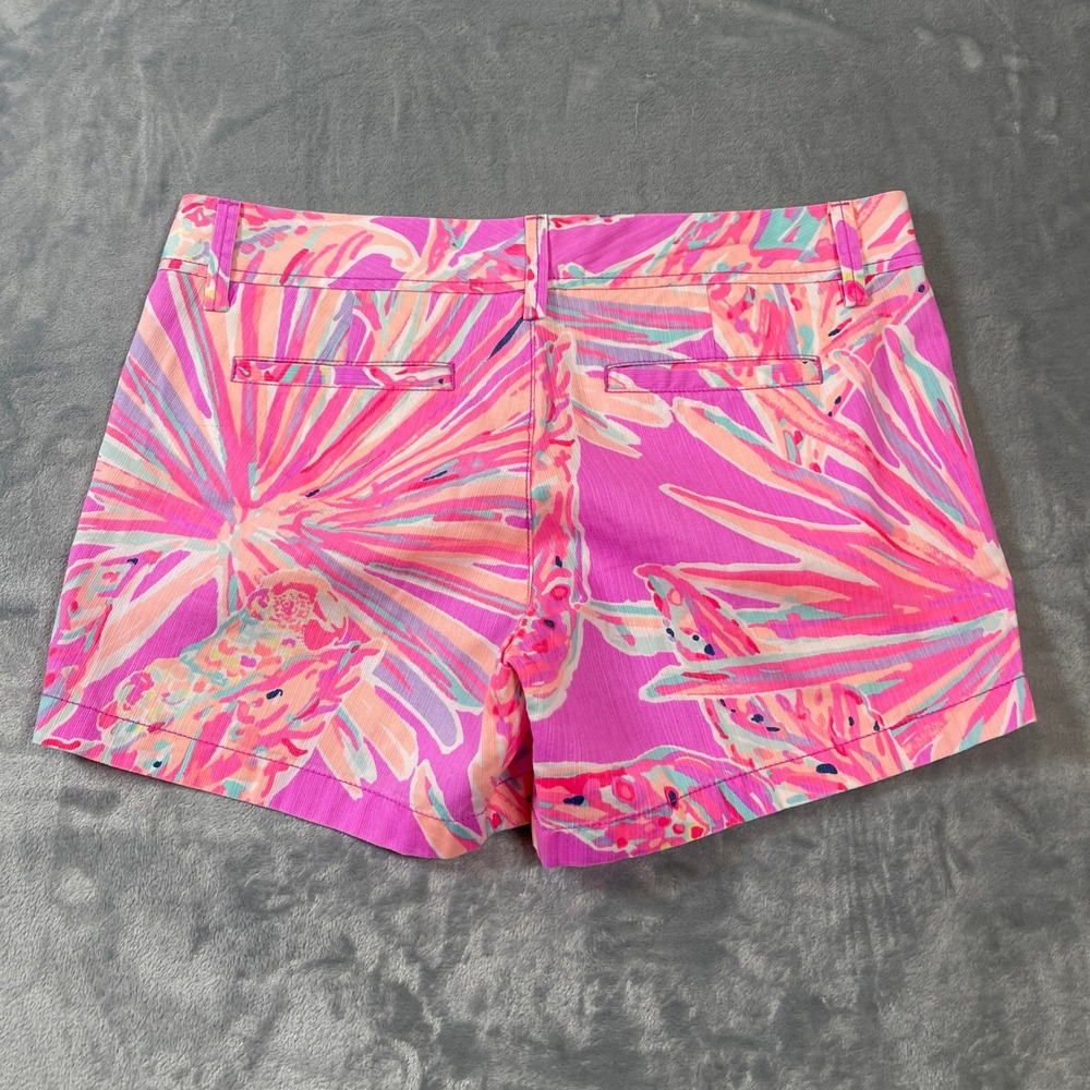 Lilly Pulitzer Shorts Size 8 Callahan Pink Tropical Fan Palm Print Cotton - Picture 8 of 9
